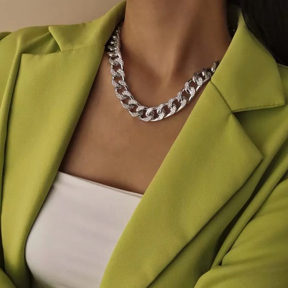 My Added Sparkle Jewelry - Unisex Silver Cuban Long Chain